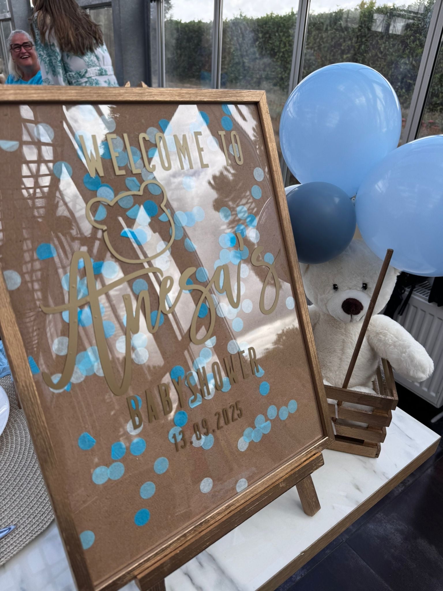 Welkomsbord houten frame Babyshower