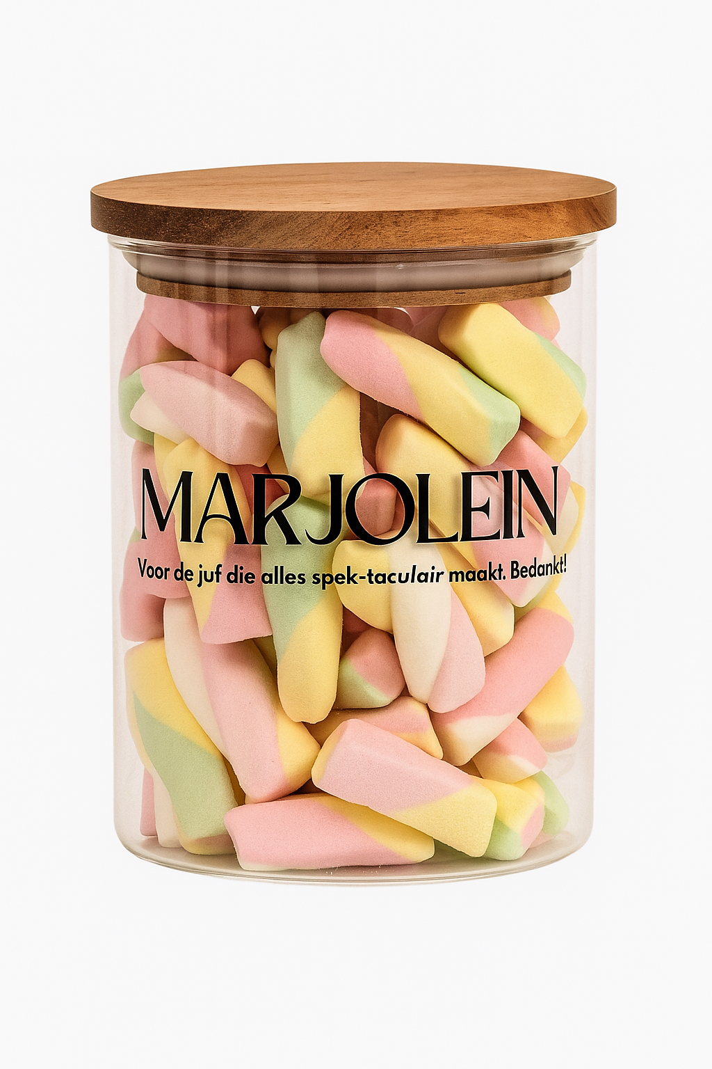 Snoeppot juf gepersonaliseerd met naam