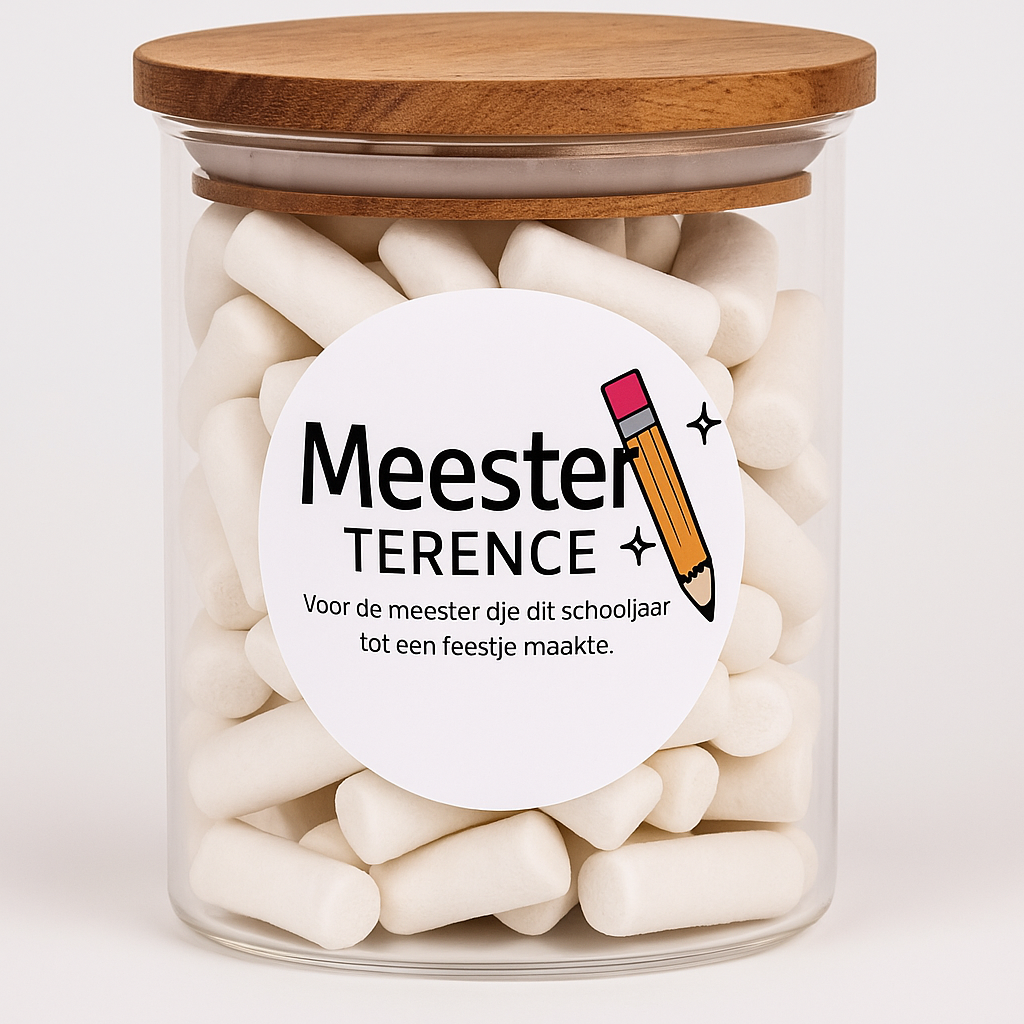Snoeppot meester gepersonaliseerd sticker