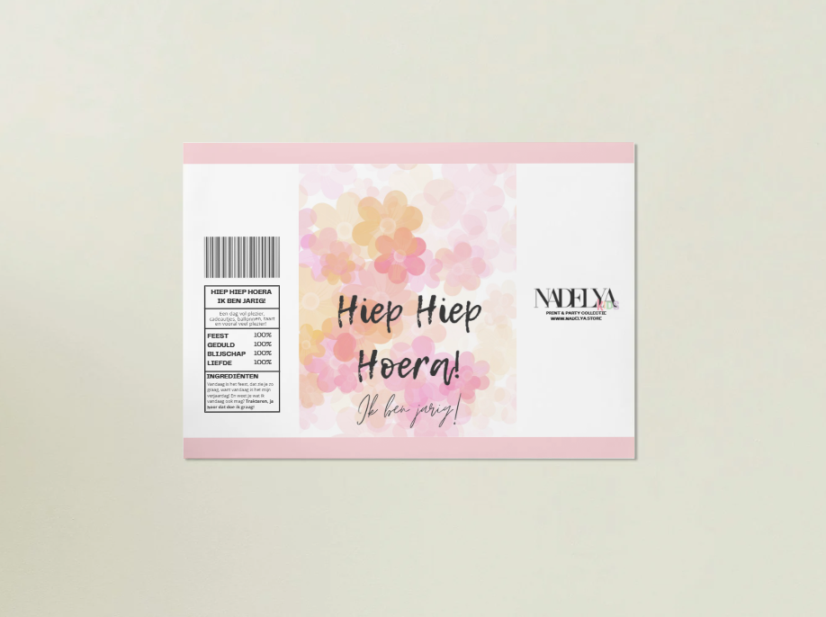 Birthday wikkel Bloemen Hiep Hiep Hoera, ik ben jarig! | Print & Party