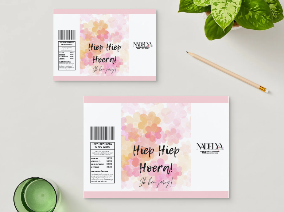Birthday wikkel Bloemen Hiep Hiep Hoera, ik ben jarig! | Print & Party
