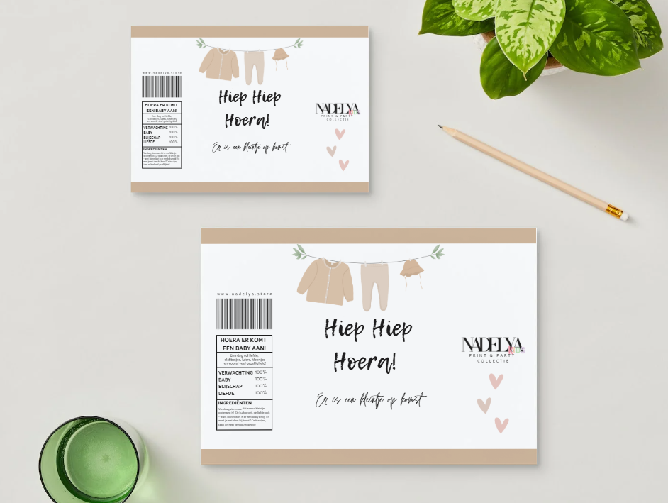 Babyshower beige neutraal wikkel | Print & Party