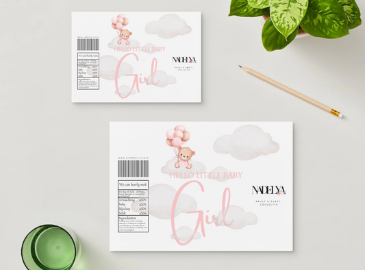 Babyshower hello little baby girl beer wikkel | Print & Party