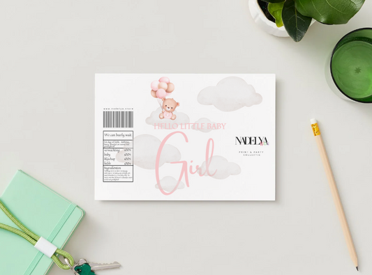 Babyshower hello little baby girl beer wikkel | Print & Party