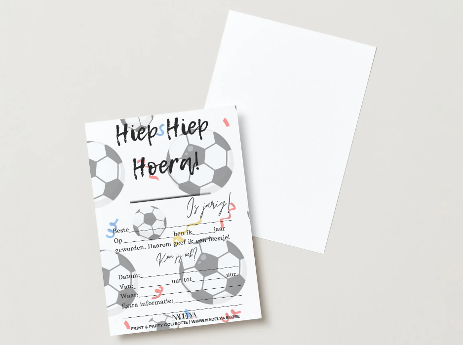 Uitnodiging voetbal Hiep Hiep Hoera, ik ben jarig! | Print & Party